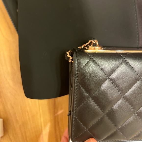 Chanel trendy cc black ROSE GOLD HARDWARE wallet on chain woc 22c - Picture 10 of 10